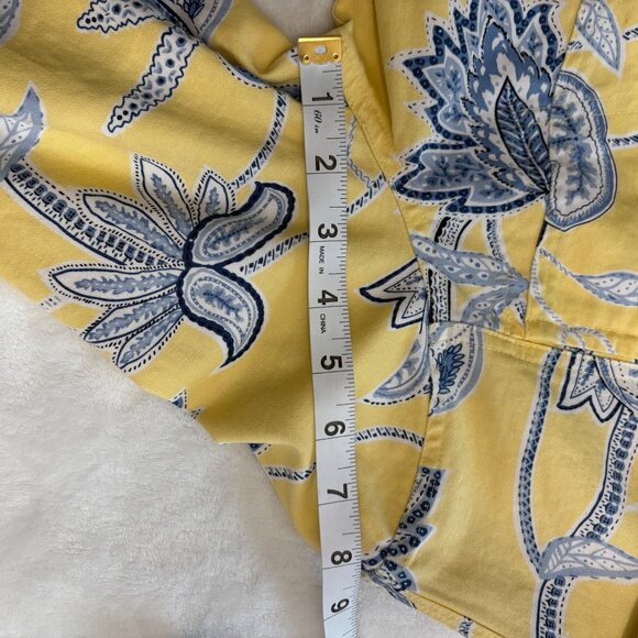 Appleseeds Yellow & Blue Floral Print Button-Up Jacket Womens Size L - Picture 8 of 11